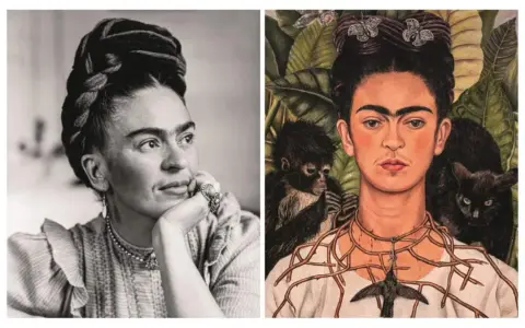 Frida Kahlo na zdjęciu i w obrazie z małpą i kotem. Ciekawe frida kahlo ciekawostki.