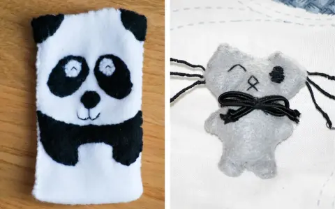 Urocze, śmieszne prezenty zrobione samemu: pluszowa panda i kotek z kokardką. Idealne dla miłośników rękodzieła.