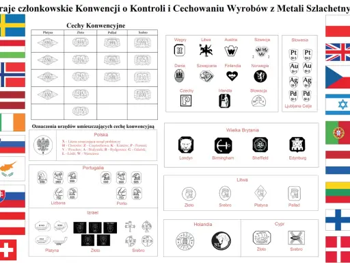 Przykłady cechowania złota i innych metali szlachetnych w różnych krajach. Jak wygląda złoto w próbach 999, 750, 375.