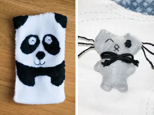 Urocze, śmieszne prezenty zrobione samemu: pluszowa panda i kotek z kokardką. Idealne dla miłośników rękodzieła.