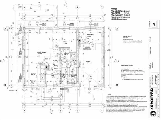 Co to jest rysunek techniczny? To szczegółowy plan architektoniczny parteru z wymiarami, oznaczeniami instalacji i pomieszczeń, jak kuchnia, łazienka czy garaż.