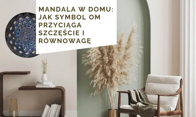 Ozdobna mandala z symbolem Om w domu, symbolizująca szczęście i równowagę.
