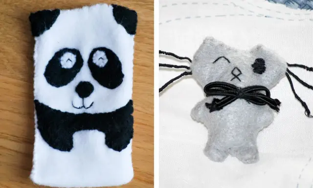 Urocze, śmieszne prezenty zrobione samemu: pluszowa panda i kotek z kokardką. Idealne dla miłośników rękodzieła.
